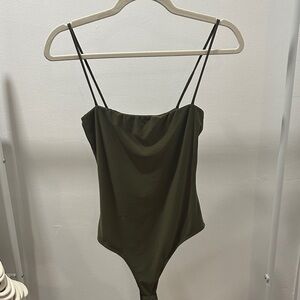 Olive Green Bodysuit with Spaghetti Straps
